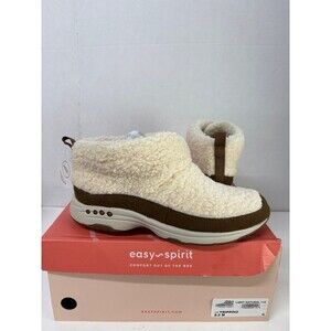 Easy Spirit Women's Trippin Cozy Booties Boots Light Natural Fuzzy Warm Sz 8.5M